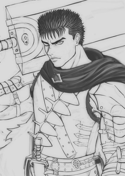 Берсерк аниме карандашом