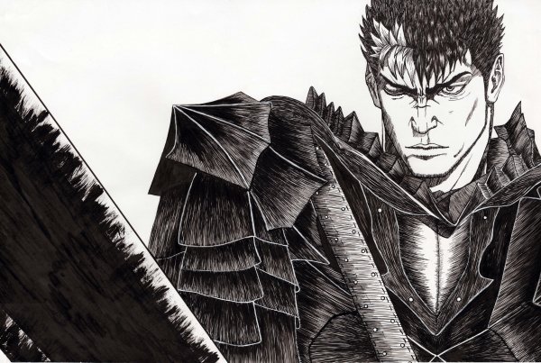 Гатс Берсерк карандашом