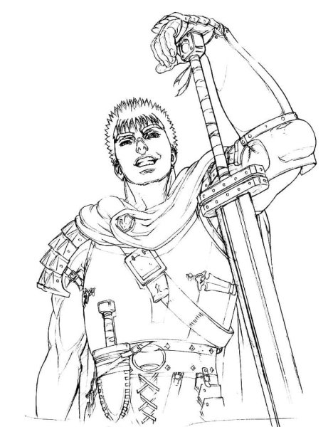 Гатс Берсерк карандашом