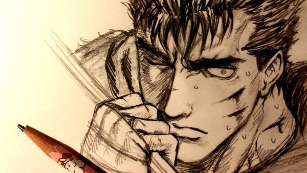 Гатс Берсерк прическа