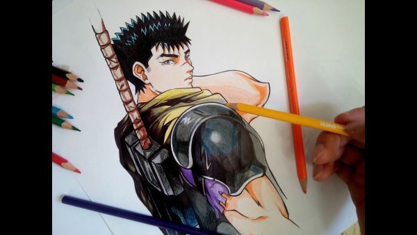 Гатс рисунок ручкой