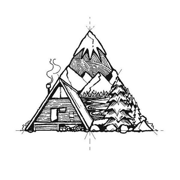 Дом в горах рисунок карандашом