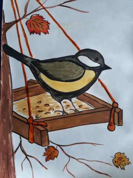 Рисование зимующие птицы