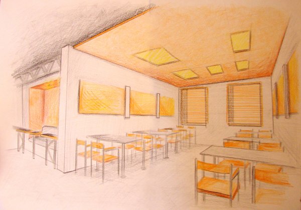 Рисование интерьера кафе