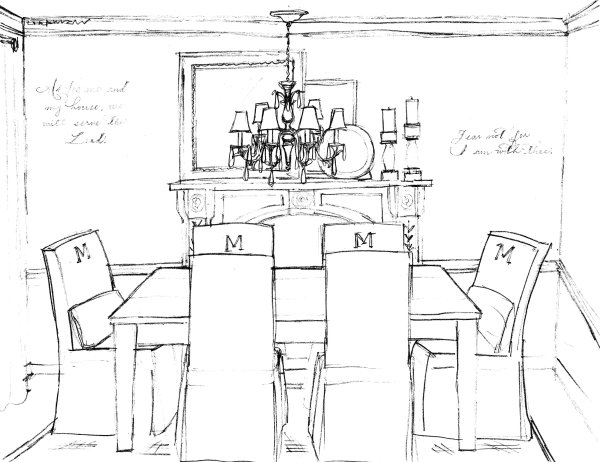 Раскраска столовая комната