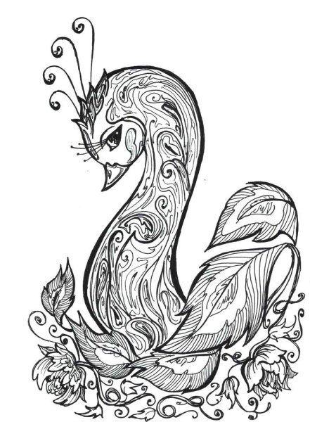 Сказочная птица раскраска