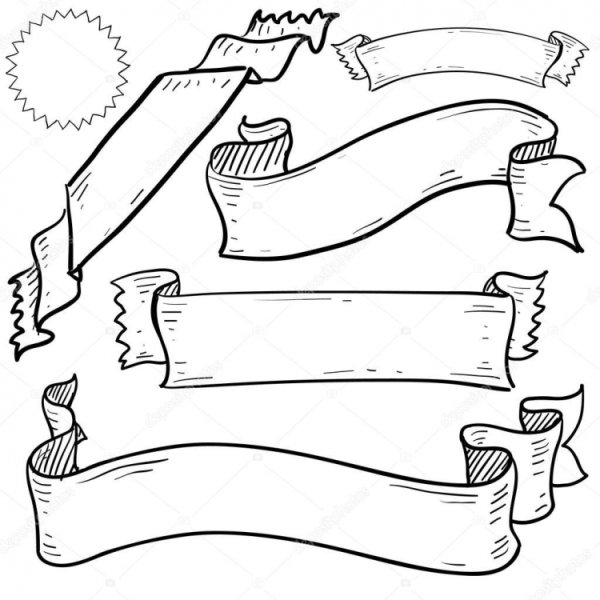 Рисунок ленты для надписи карандашом