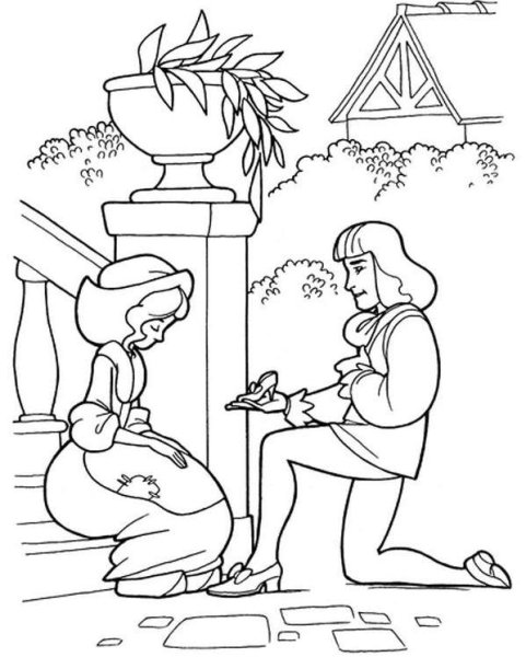 Раскраска к сказке Золушка Шарля Перро