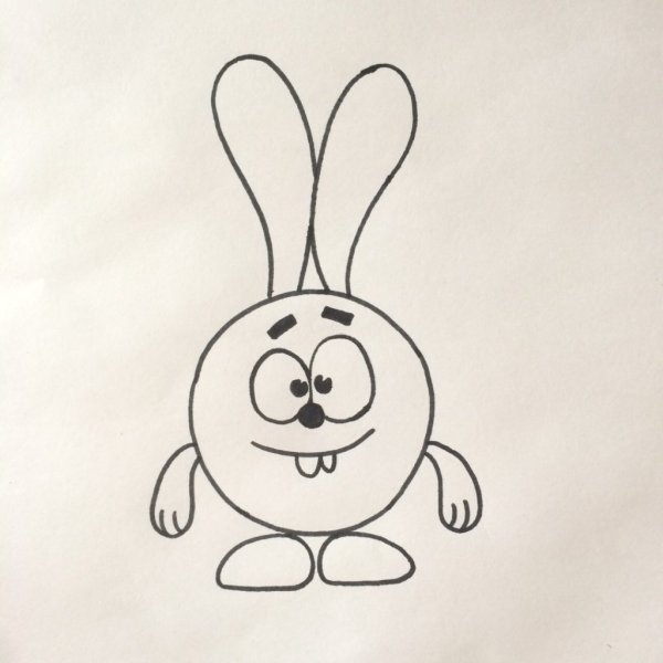 Нарисовать Кроша из смешариков поэтапно