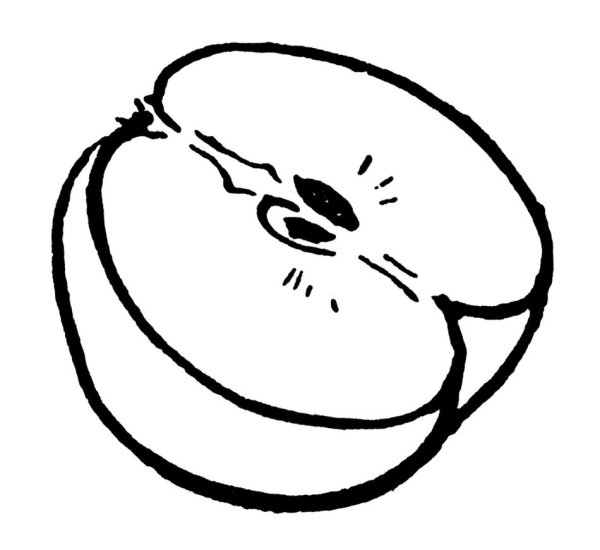 Половинка яблока раскраска для детей