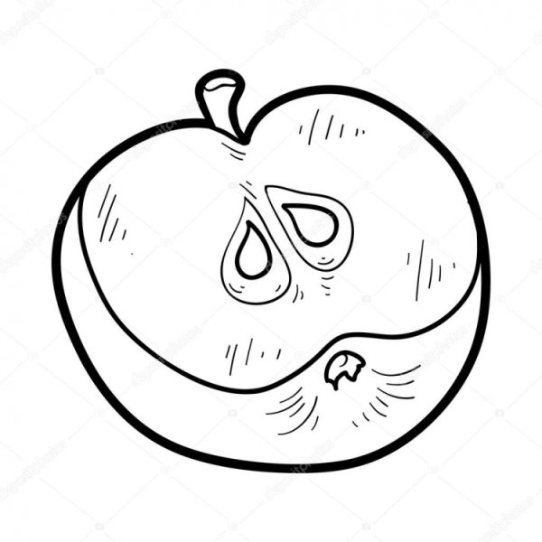 Половинка яблока раскраска