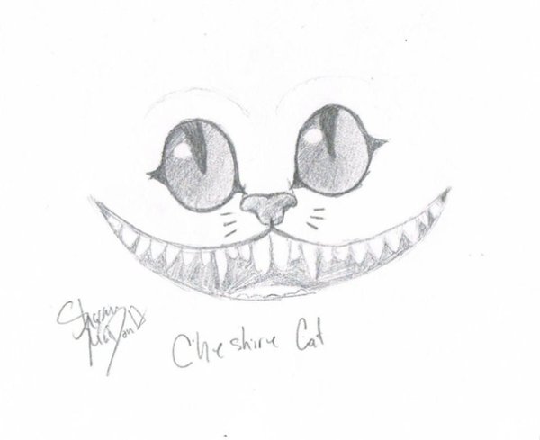 Чеширский кот рисунок карандашом поэтапно
