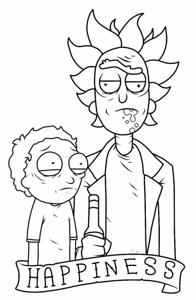 Рик и Морти черно белые