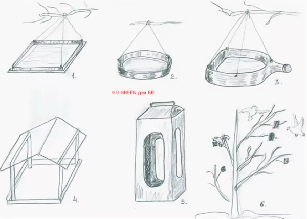 Птицы на кормушке поэтапное рисование