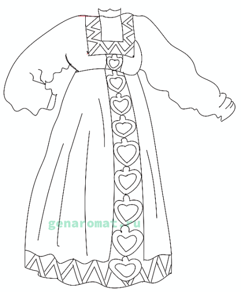 Русский костюм женский раскраска