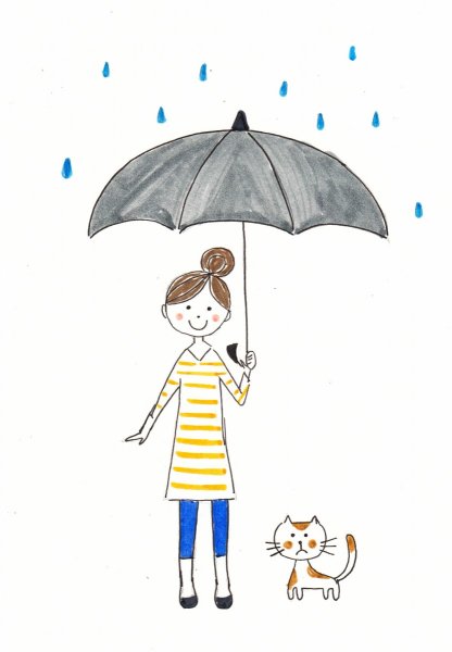 Скетч девочка с зонтом