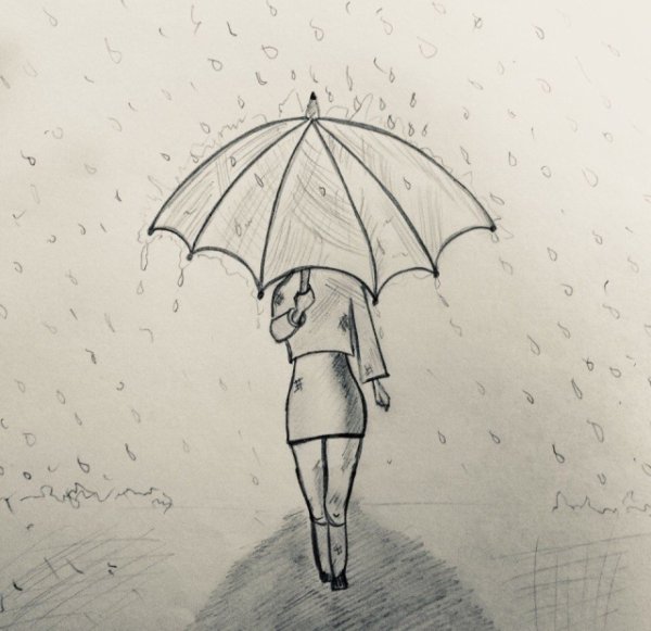 Рисуем девушку с зонтом