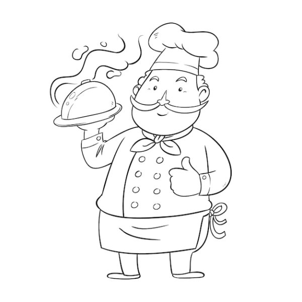 Раскраска повар на кухне