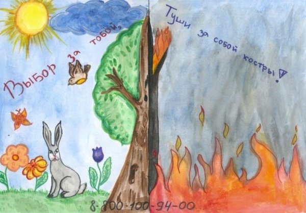 Рисунок на тему берегите лес от пожара