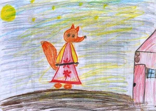 Лисичка со скалочкой сказка нарисовать