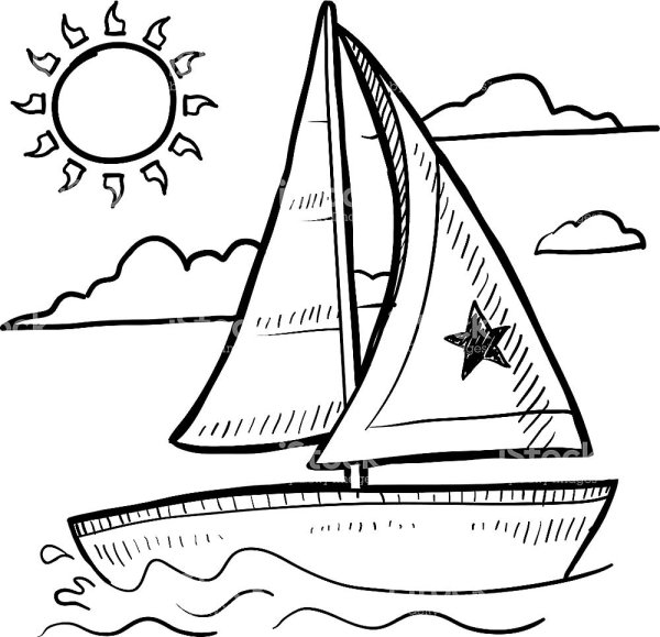 Кораблик с парусом раскраска