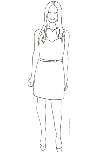 Раскраска женщина в полный рост