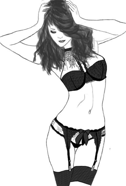 Рисунок девушки Ив белье
