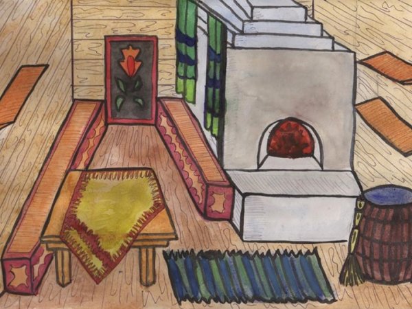 Нарисовать изба из нутри