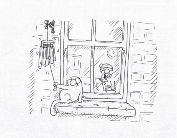 Кошка на окне рисунок карандашом