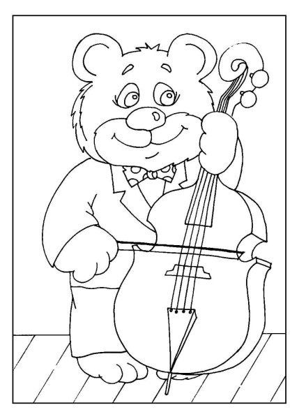 Медведь с контрабасом раскраска