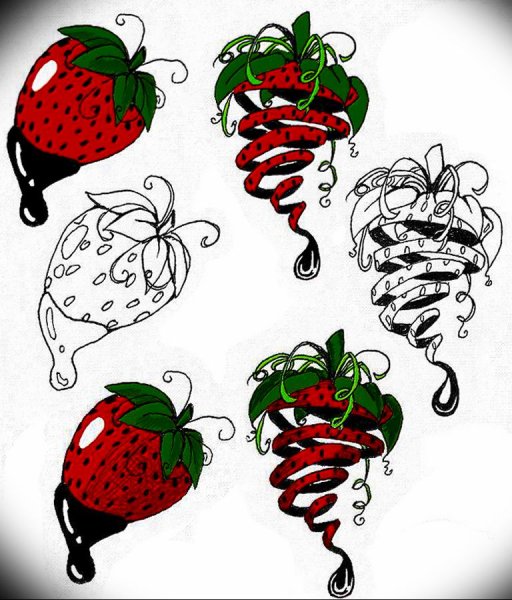 Тату клубника эскиз