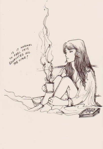 Скетч девушка с кофе