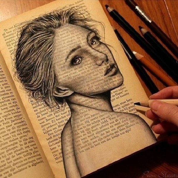 Рисование на книжных страницах