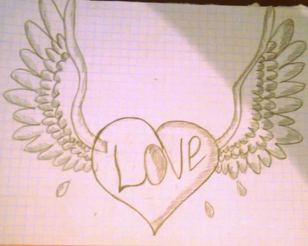 Срисовки сердце с крыльями