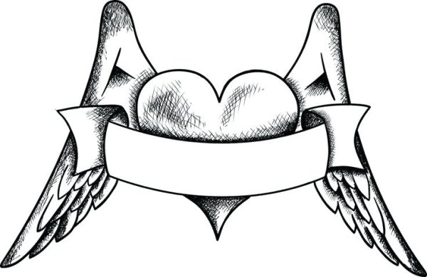 Срисовки сердце с крыльями