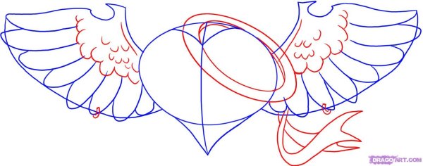 Срисовки сердце с крыльями
