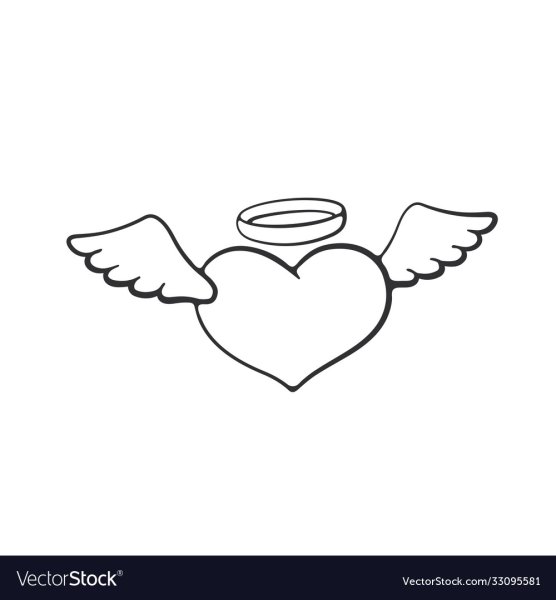 Сердечко с крылышками раскраска