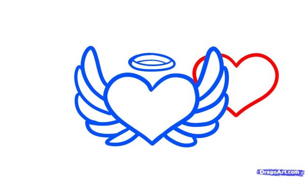 Срисовки сердце с крыльями