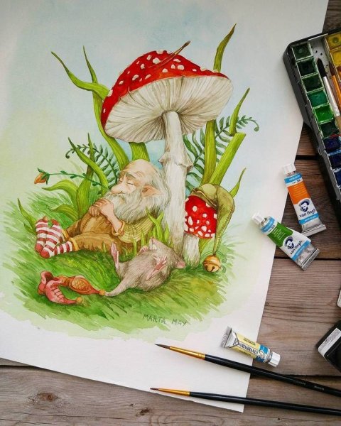 Рисунки акварельными карандашами