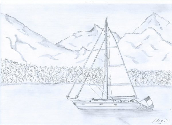 Гора нарисовать корабль