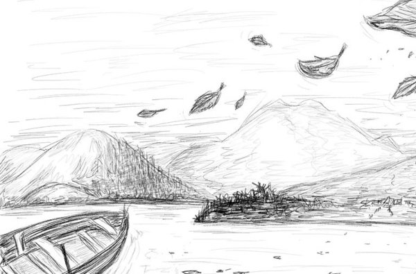 Пейзаж карандашом поэтапно природа