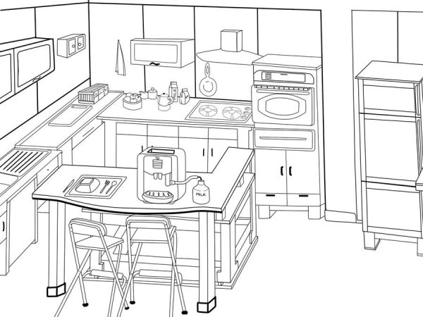 Кухня для раскрашивания