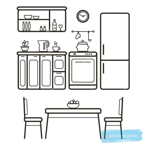 Рисунок кухни карандашом