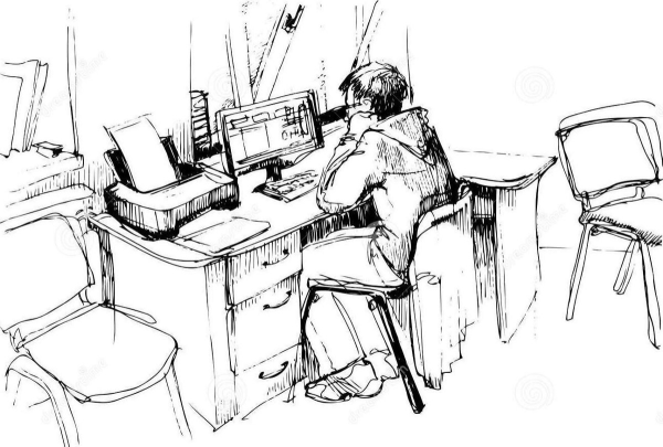 Раскраска мебель стол компьютерный