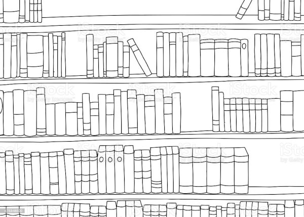 Полка с книгами раскраска