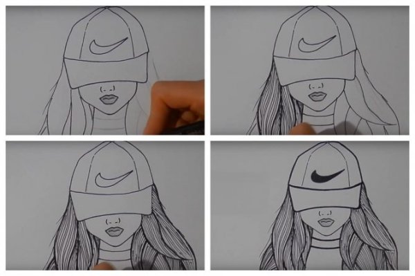 Рисунки карандашом девушка в кепке