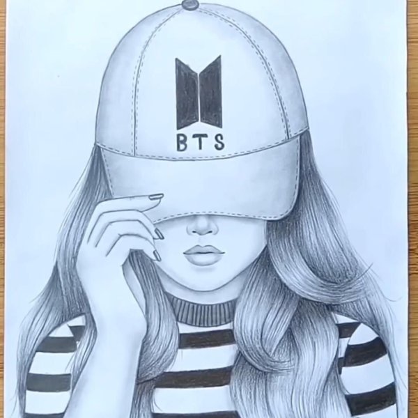 Рисунки карандашом девушка в кепке