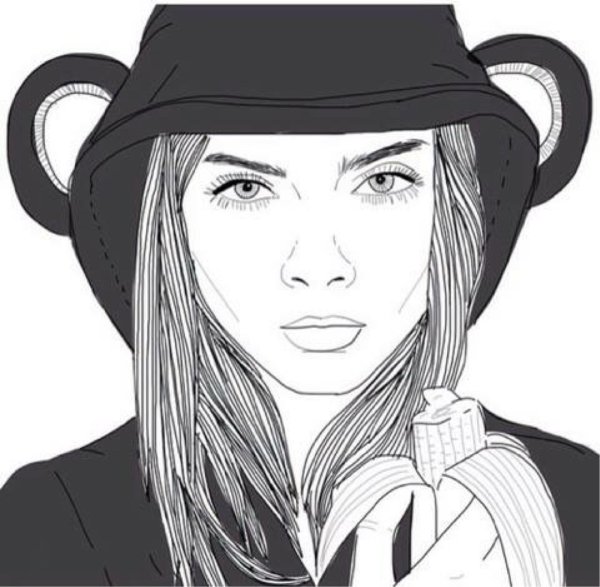 Девушка в кепке рисунок