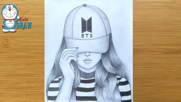 Девушка в кепке БТС