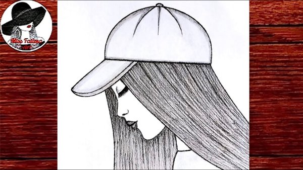 Рисунки карандашом девушка в кепке